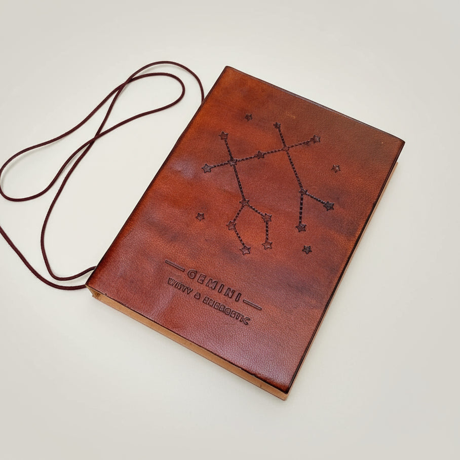 Astrology Zodiac Handmade Leather Journal | Journal | Wiccan Center