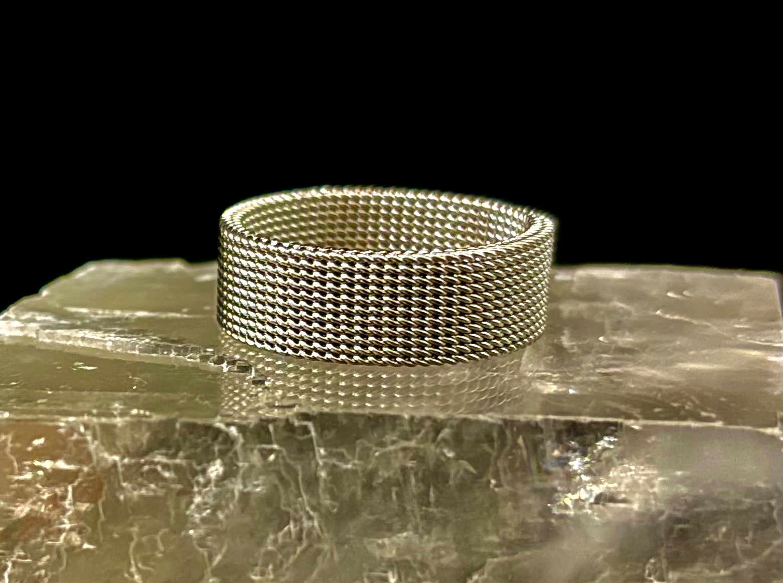 Unisex Stainless Steel Mesh Ring – Flexible, Modern Band in Black, Rose Gold & Silver Tones | | Wiccan Center