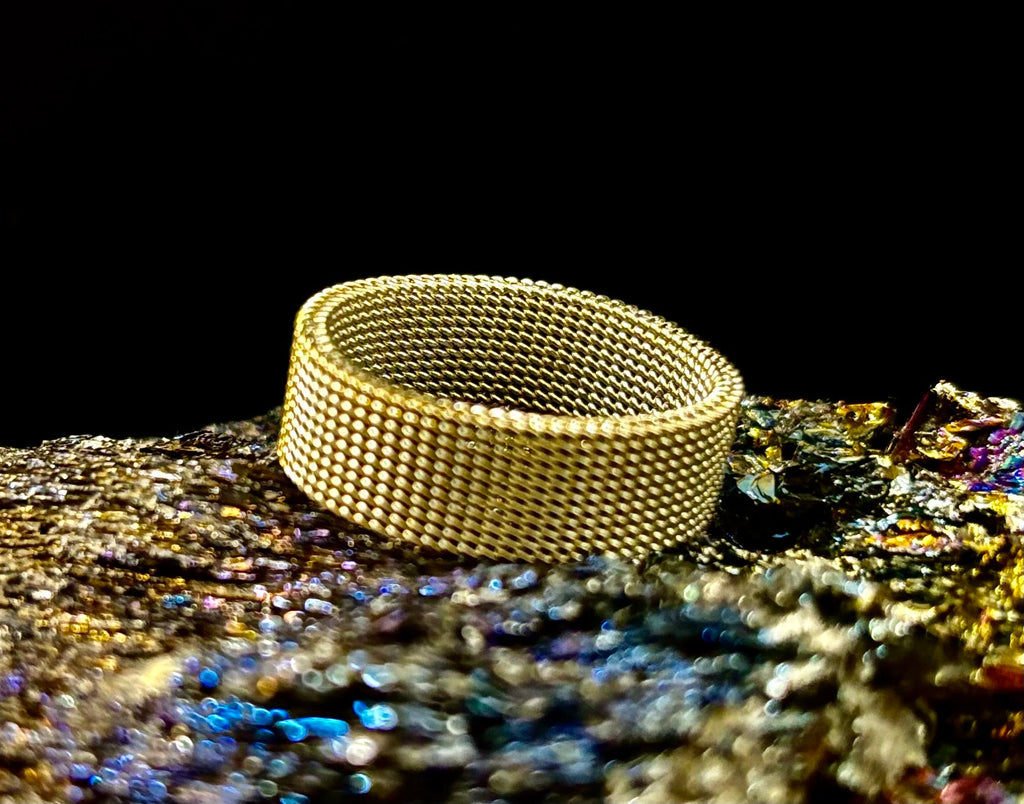 Unisex Stainless Steel Mesh Ring – Flexible, Modern Band in Black, Rose Gold & Silver Tones | | Wiccan Center