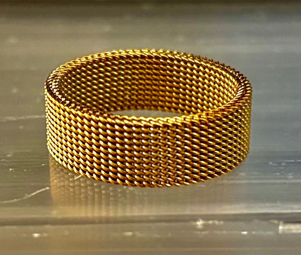 Unisex Stainless Steel Mesh Ring – Flexible, Modern Band in Black, Rose Gold & Silver Tones | | Wiccan Center