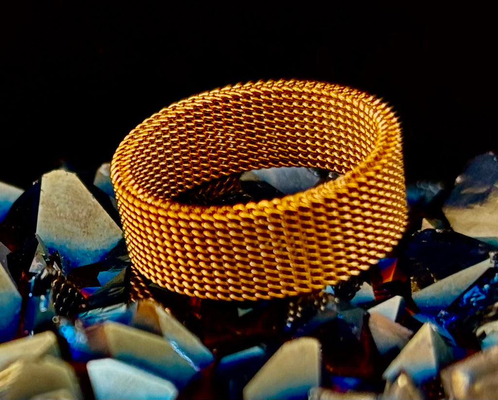 Unisex Stainless Steel Mesh Ring – Flexible, Modern Band in Black, Rose Gold & Silver Tones | | Wiccan Center