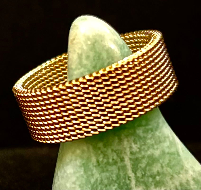 Unisex Stainless Steel Mesh Ring – Flexible, Modern Band in Black, Rose Gold & Silver Tones | | Wiccan Center