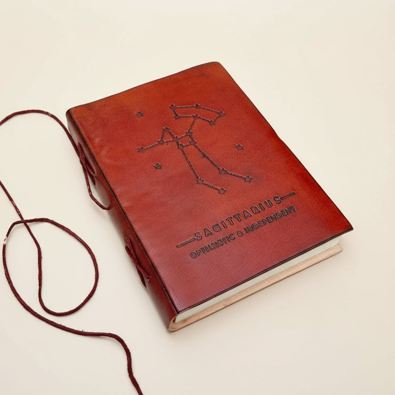 Astrology Zodiac Handmade Leather Journal | Journal | Wiccan Center