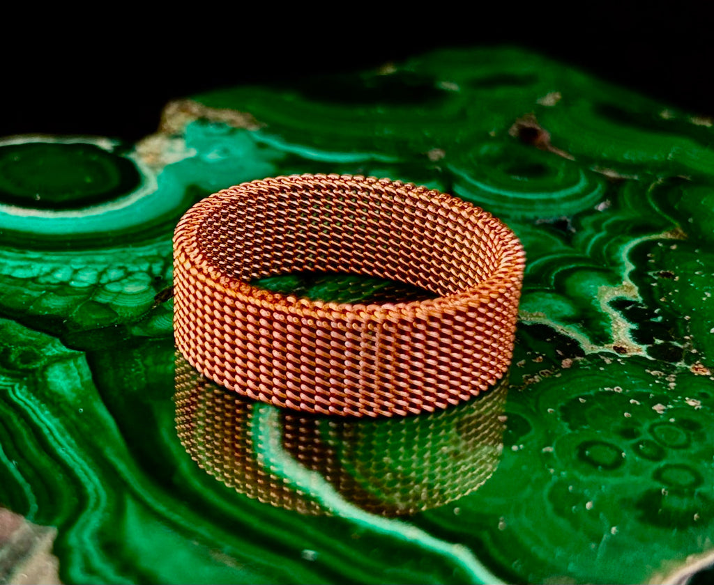 Unisex Stainless Steel Mesh Ring – Flexible, Modern Band in Black, Rose Gold & Silver Tones | | Wiccan Center