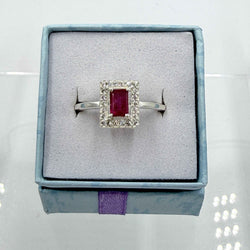Sterling Silver Rectangular Ruby Ring - Size 8 - Passionate, Vital & Empowering | Rings | Wiccan Center