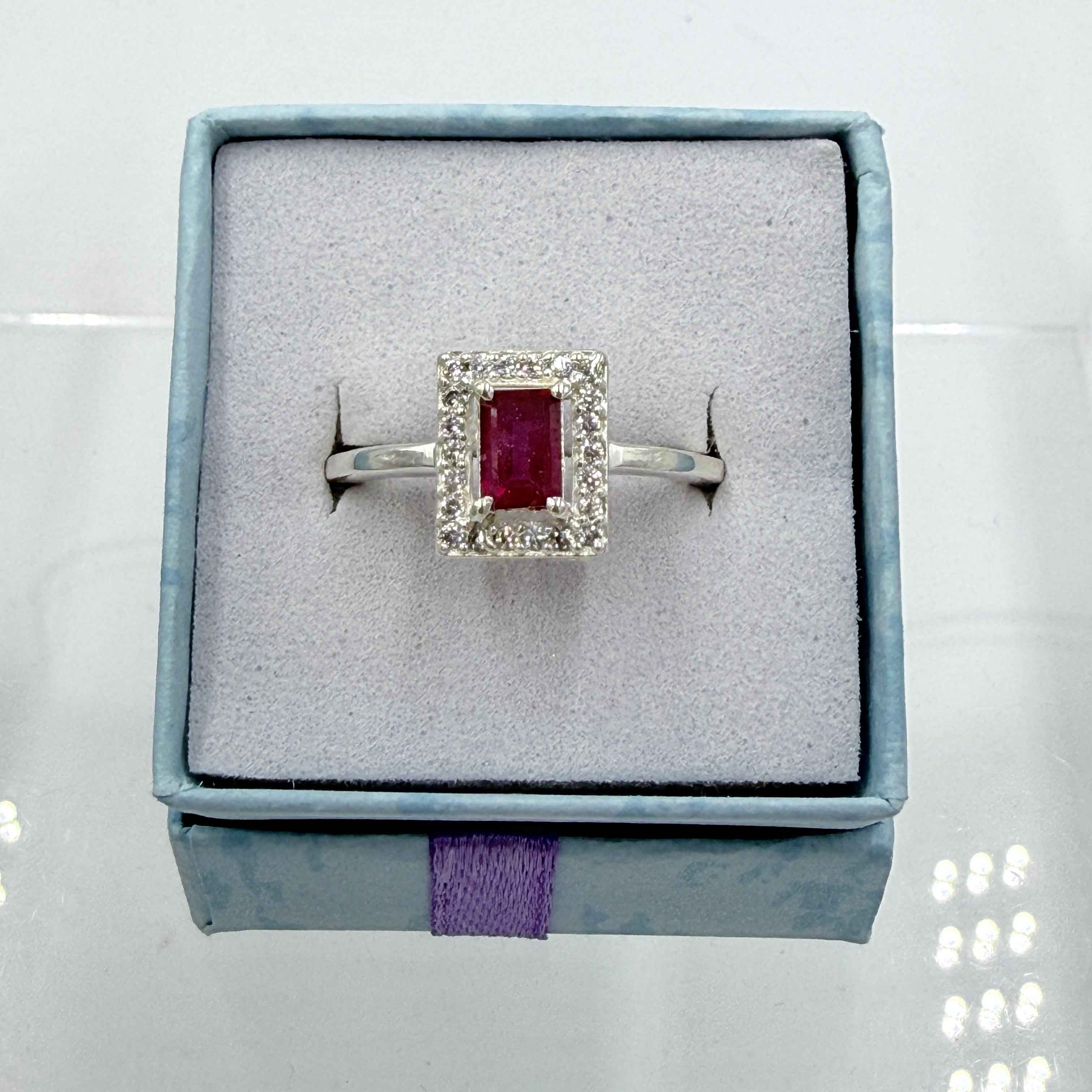 Sterling Silver Rectangular Ruby Ring - Size 8 - Passionate, Vital & Empowering | Rings | Wiccan Center