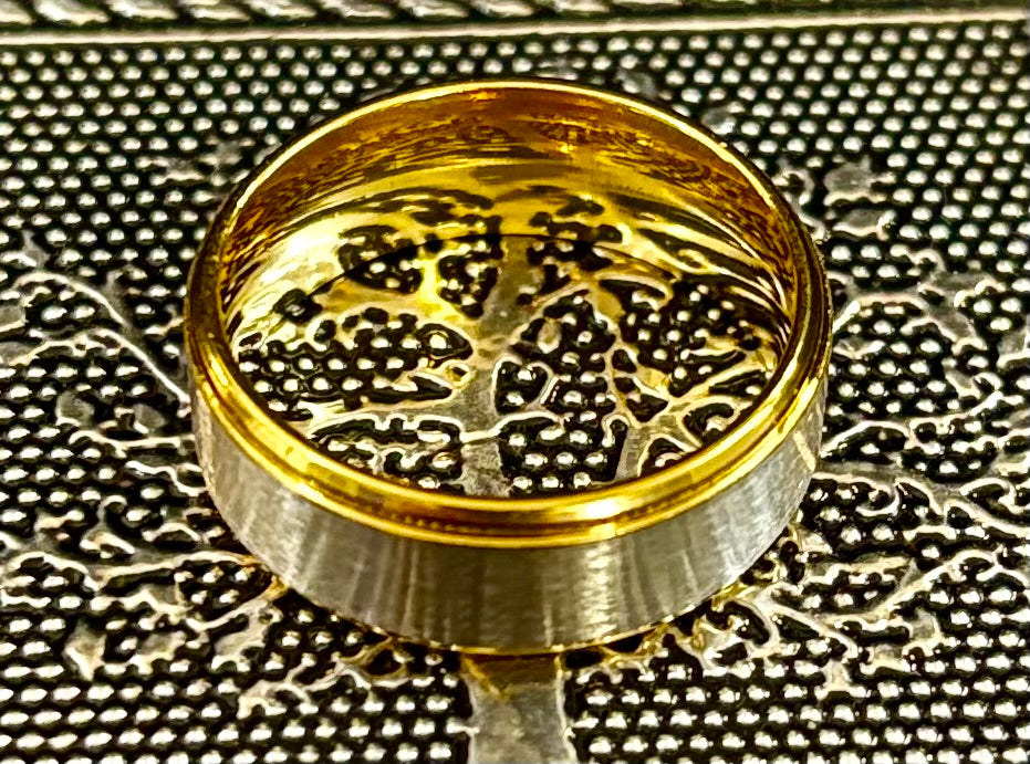 Stainless Steel & Titanium Steel Band Ring – Brushed Finish in Yellow Gold or Rose Gold Tone | | Wiccan Center