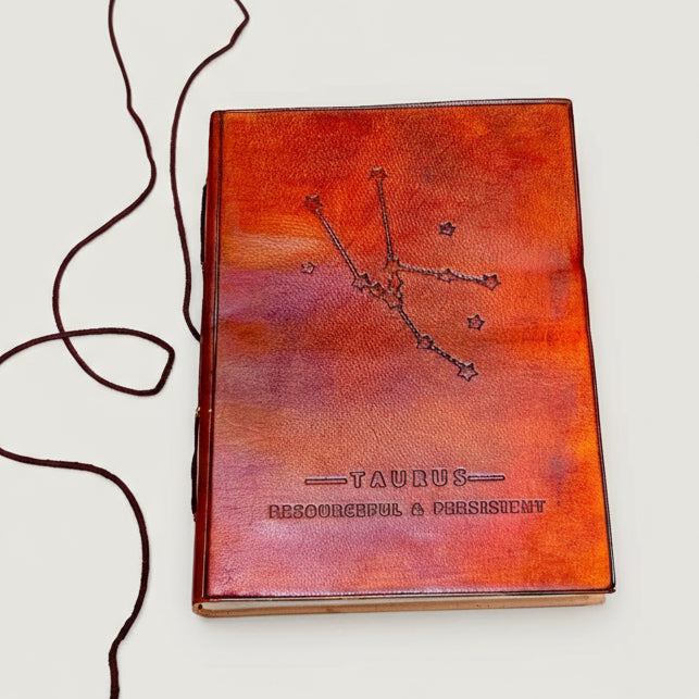 Astrology Zodiac Handmade Leather Journal | Journal | Wiccan Center