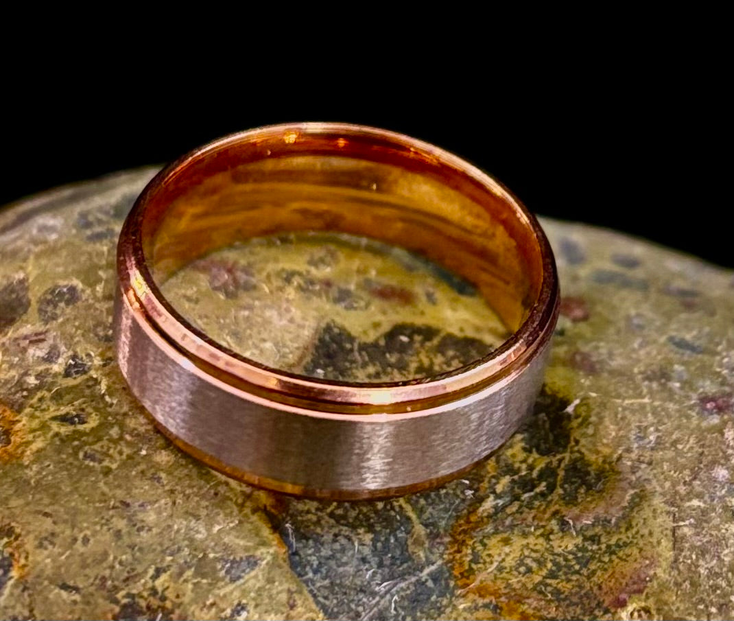 Stainless Steel & Titanium Steel Band Ring – Brushed Finish in Yellow Gold or Rose Gold Tone | | Wiccan Center