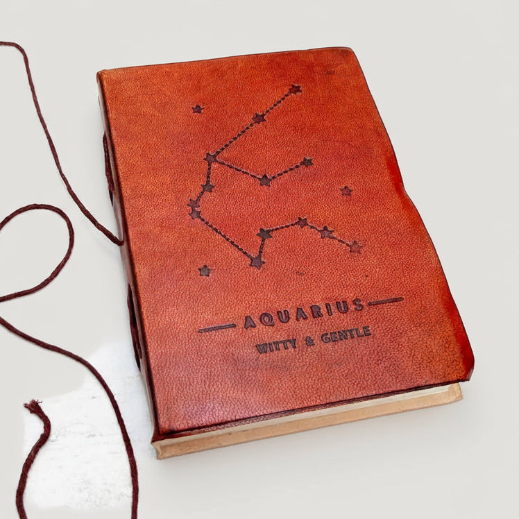 Astrology Zodiac Handmade Leather Journal | Journal | Wiccan Center