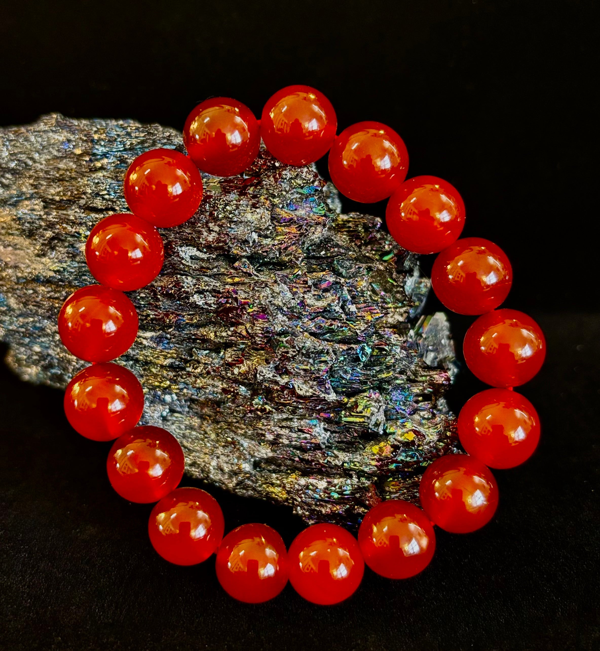 Red Onyx Bracelet – Grounding & Strength Natural Stone Beads | | Wiccan Center