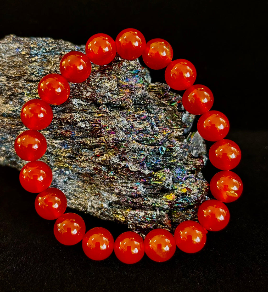 Red Onyx Bracelet – Grounding & Strength Natural Stone Beads | | Wiccan Center
