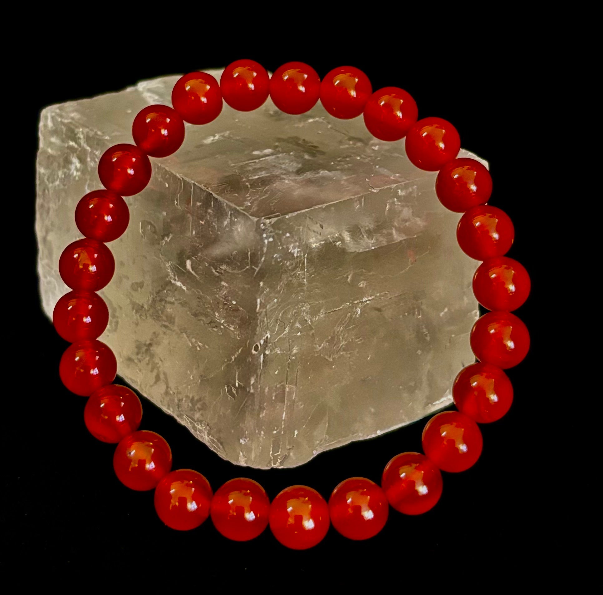 Red Onyx Bracelet – Grounding & Strength Natural Stone Beads | | Wiccan Center