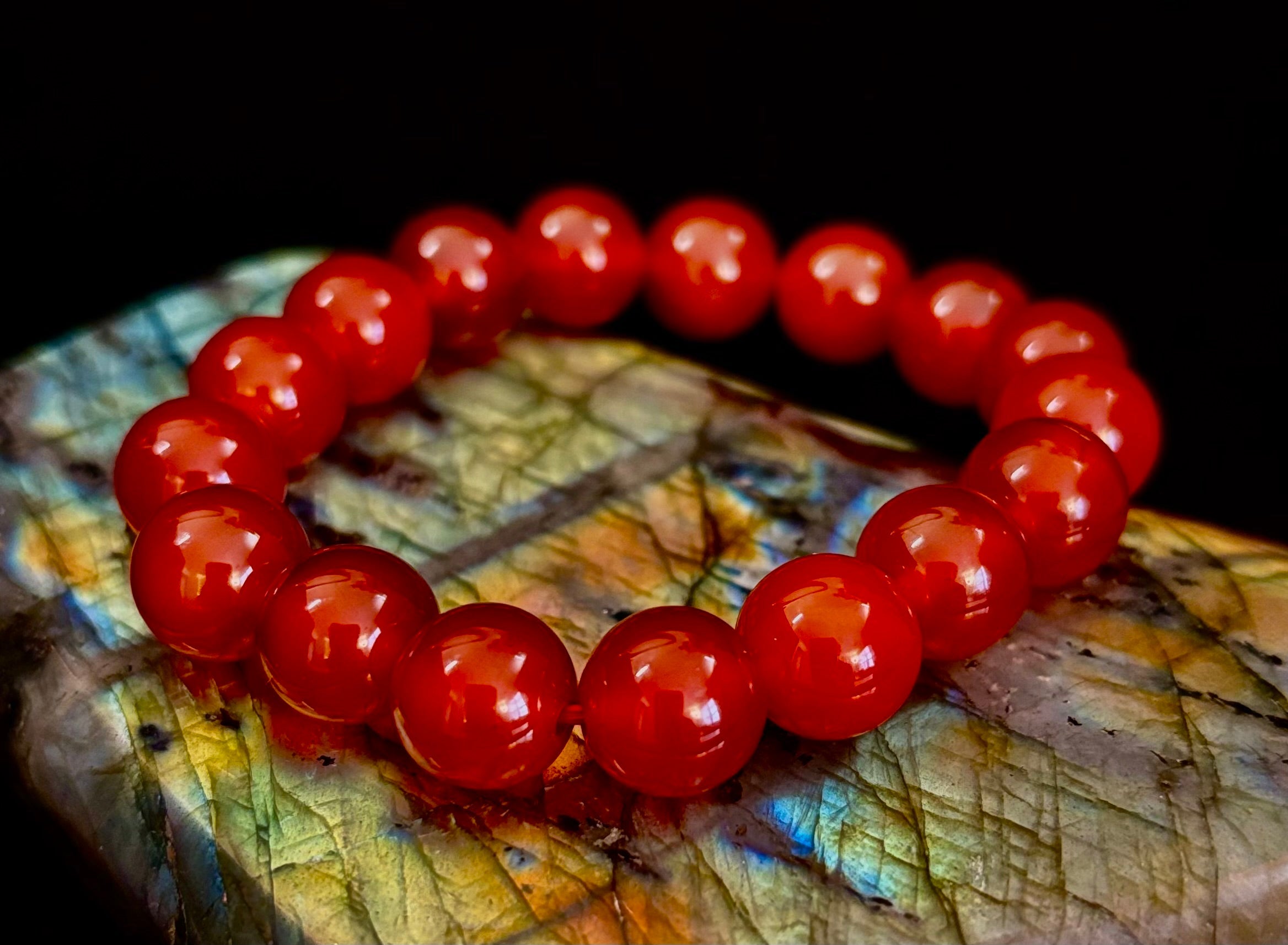 Red Onyx Bracelet – Grounding & Strength Natural Stone Beads | | Wiccan Center