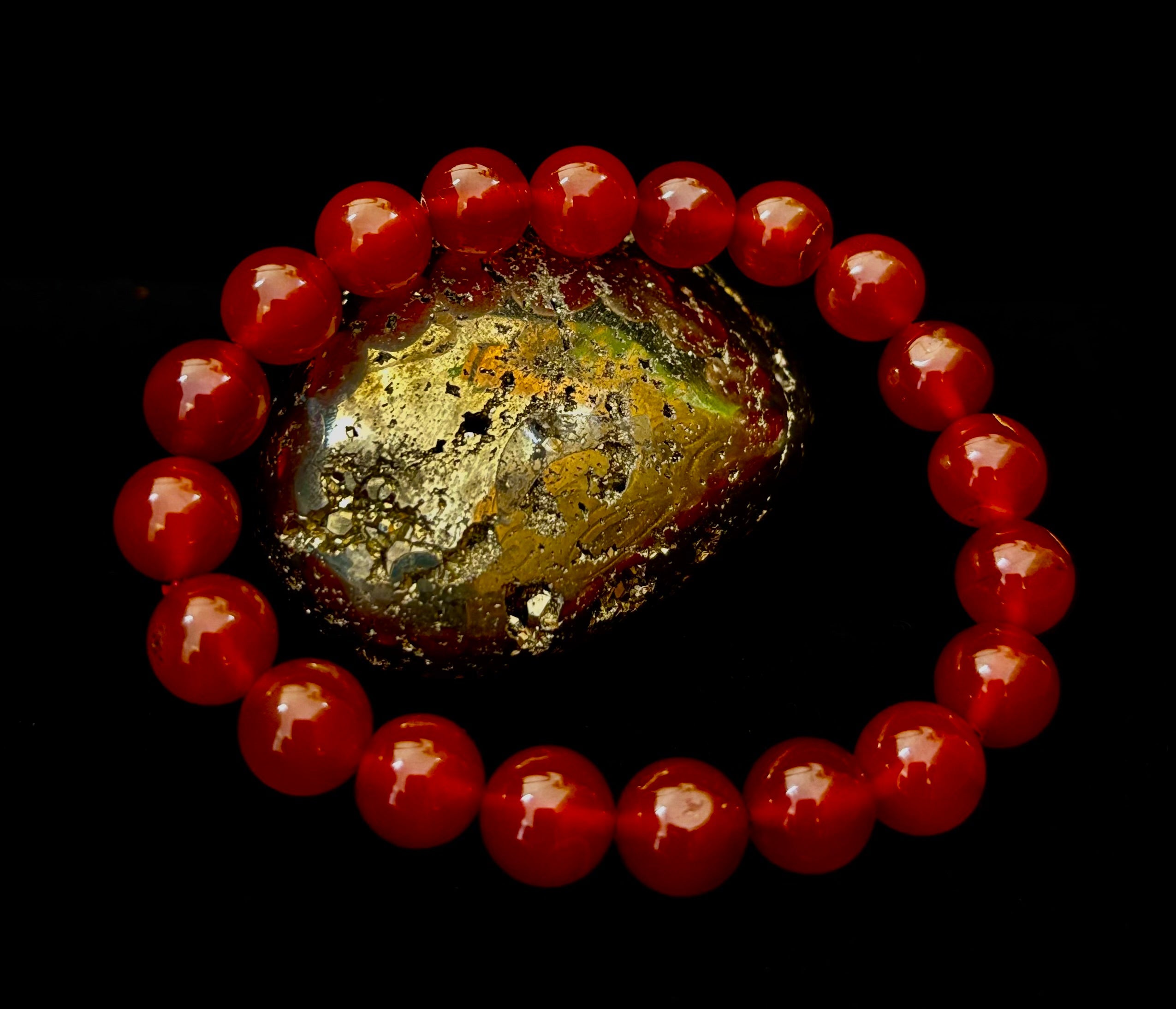 Red Onyx Bracelet – Grounding & Strength Natural Stone Beads | | Wiccan Center