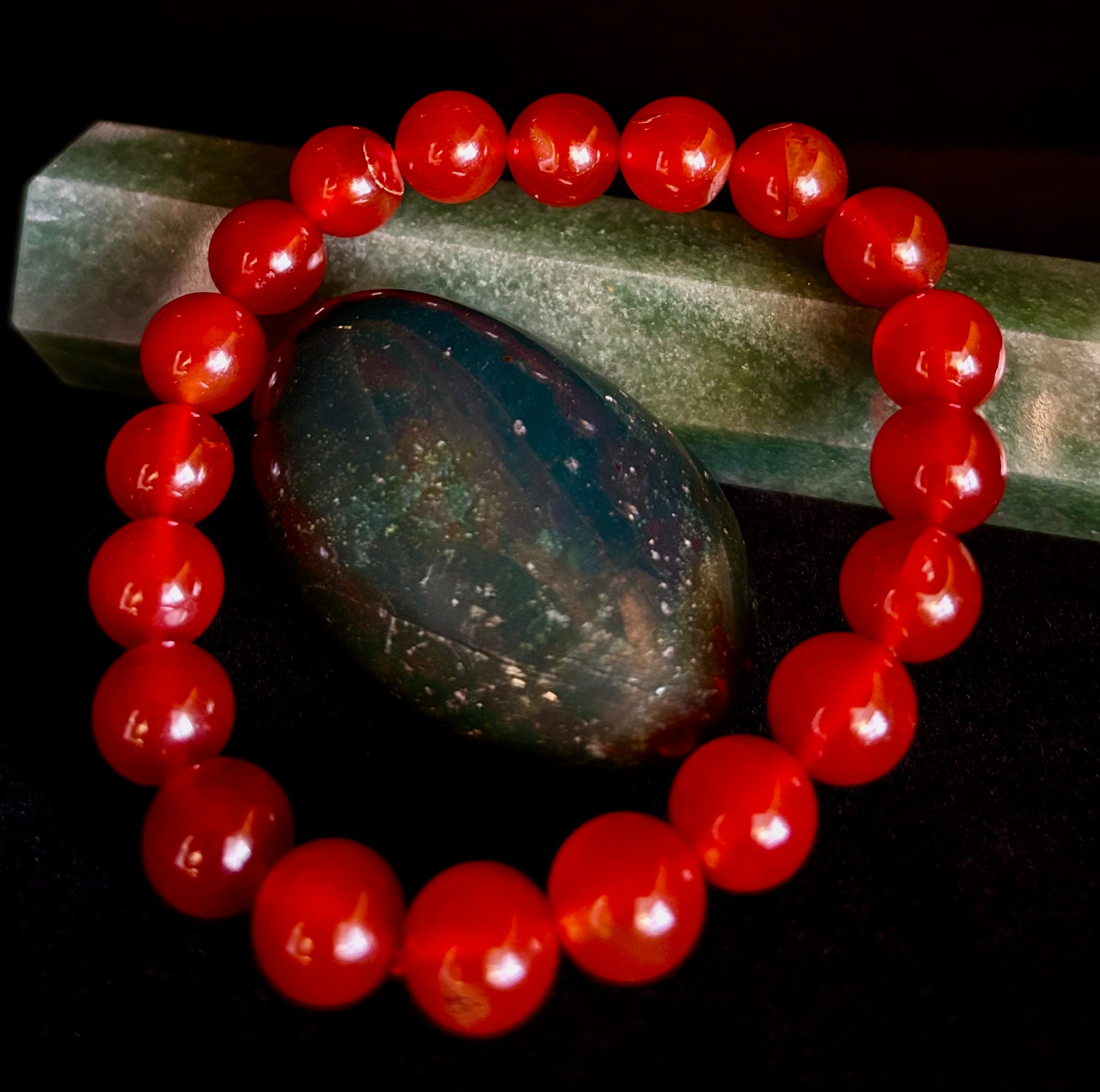 Red Onyx Bracelet – Grounding & Strength Natural Stone Beads | | Wiccan Center