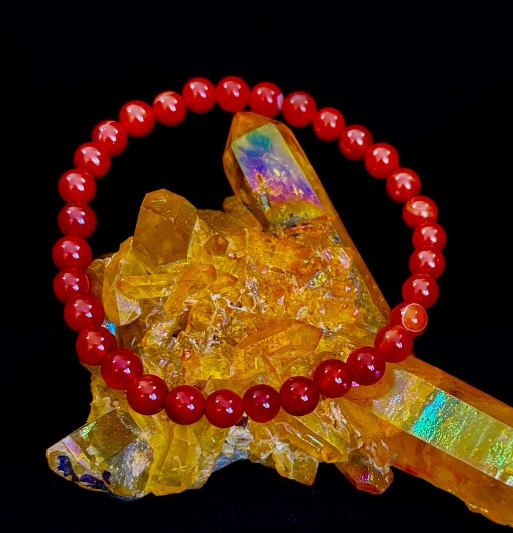 Red Onyx Bracelet – Grounding & Strength Natural Stone Beads | | Wiccan Center