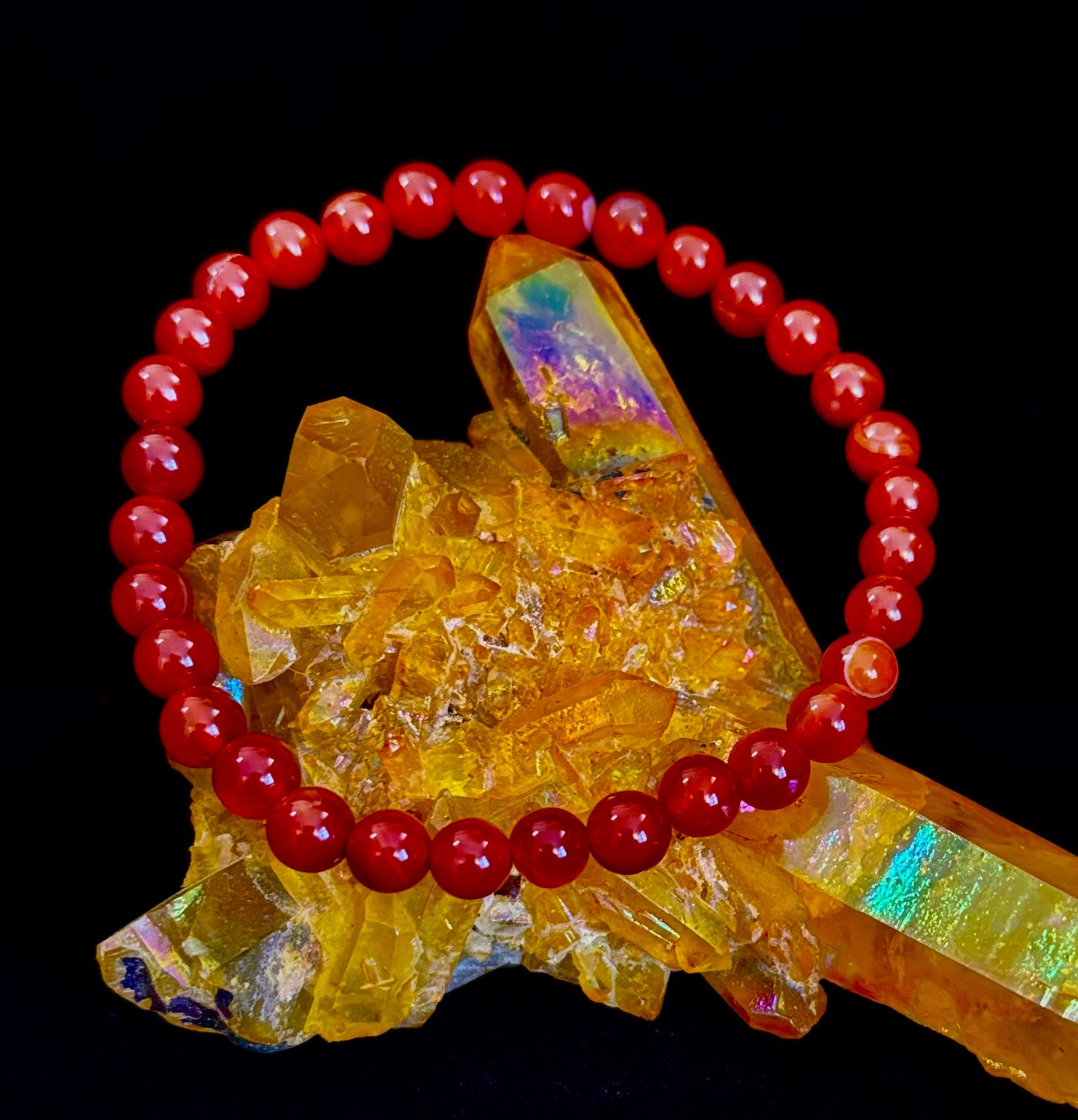 Red Onyx Bracelet – Grounding & Strength Natural Stone Beads | | Wiccan Center