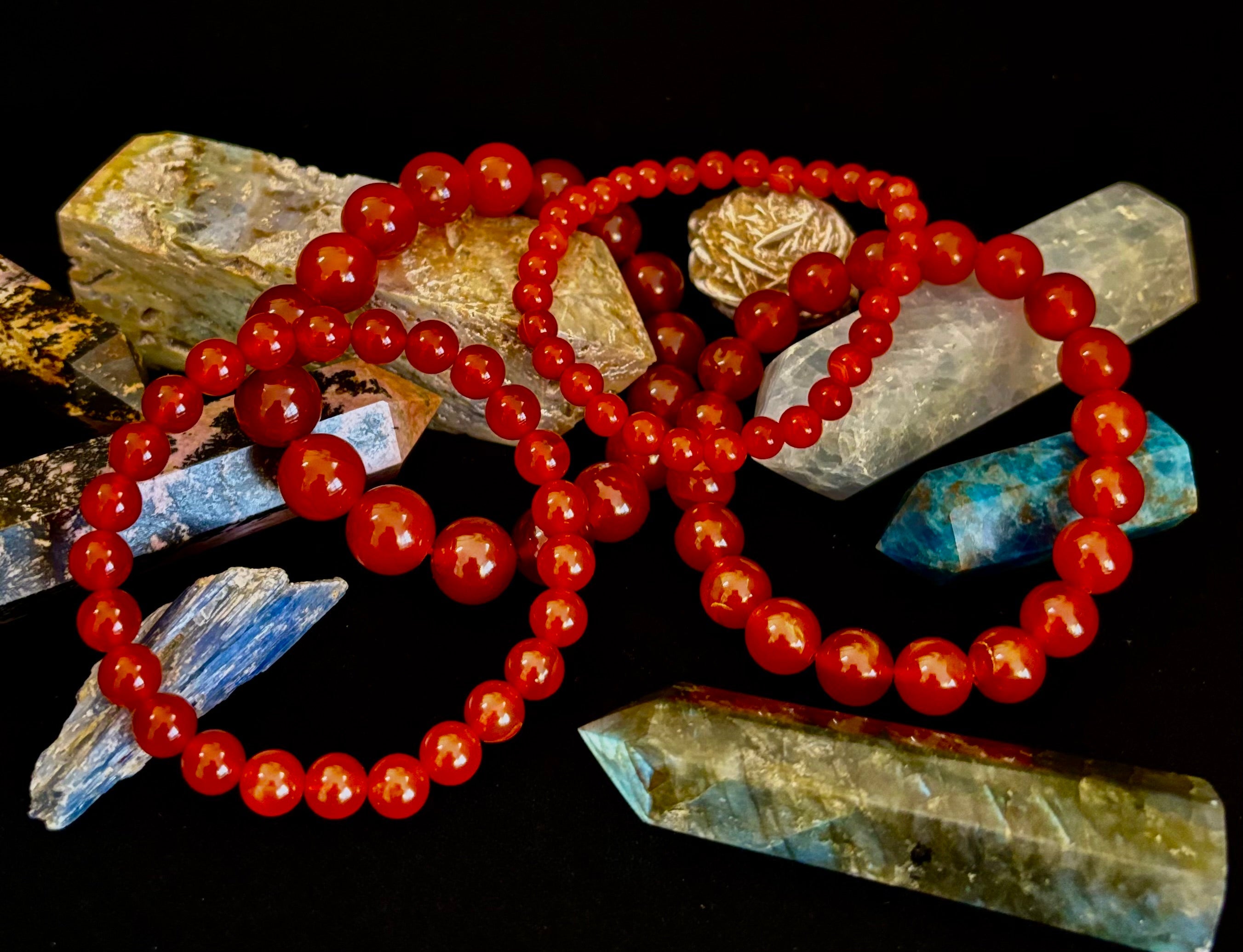Red Onyx Bracelet – Grounding & Strength Natural Stone Beads | | Wiccan Center