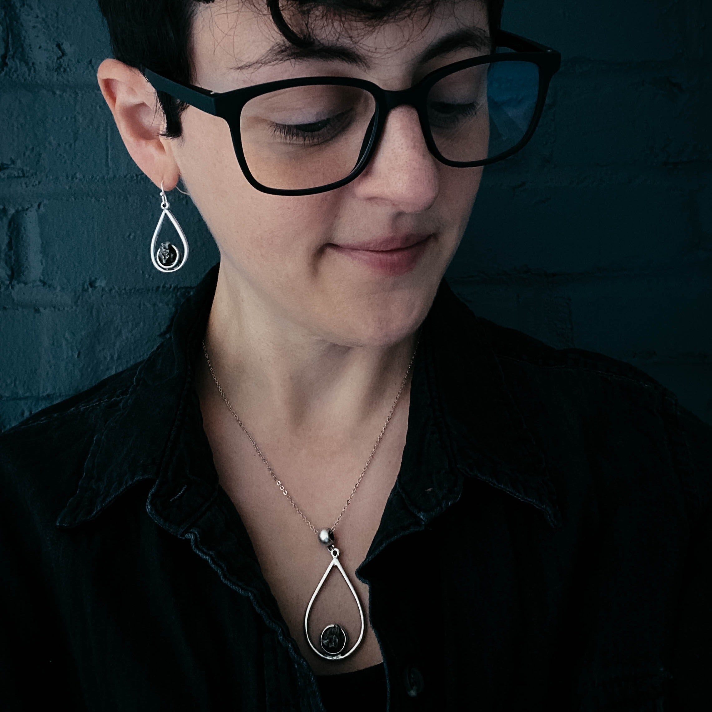 Teardrop Necklace with Authentic Raw Meteorite | Necklace | Wiccan Center