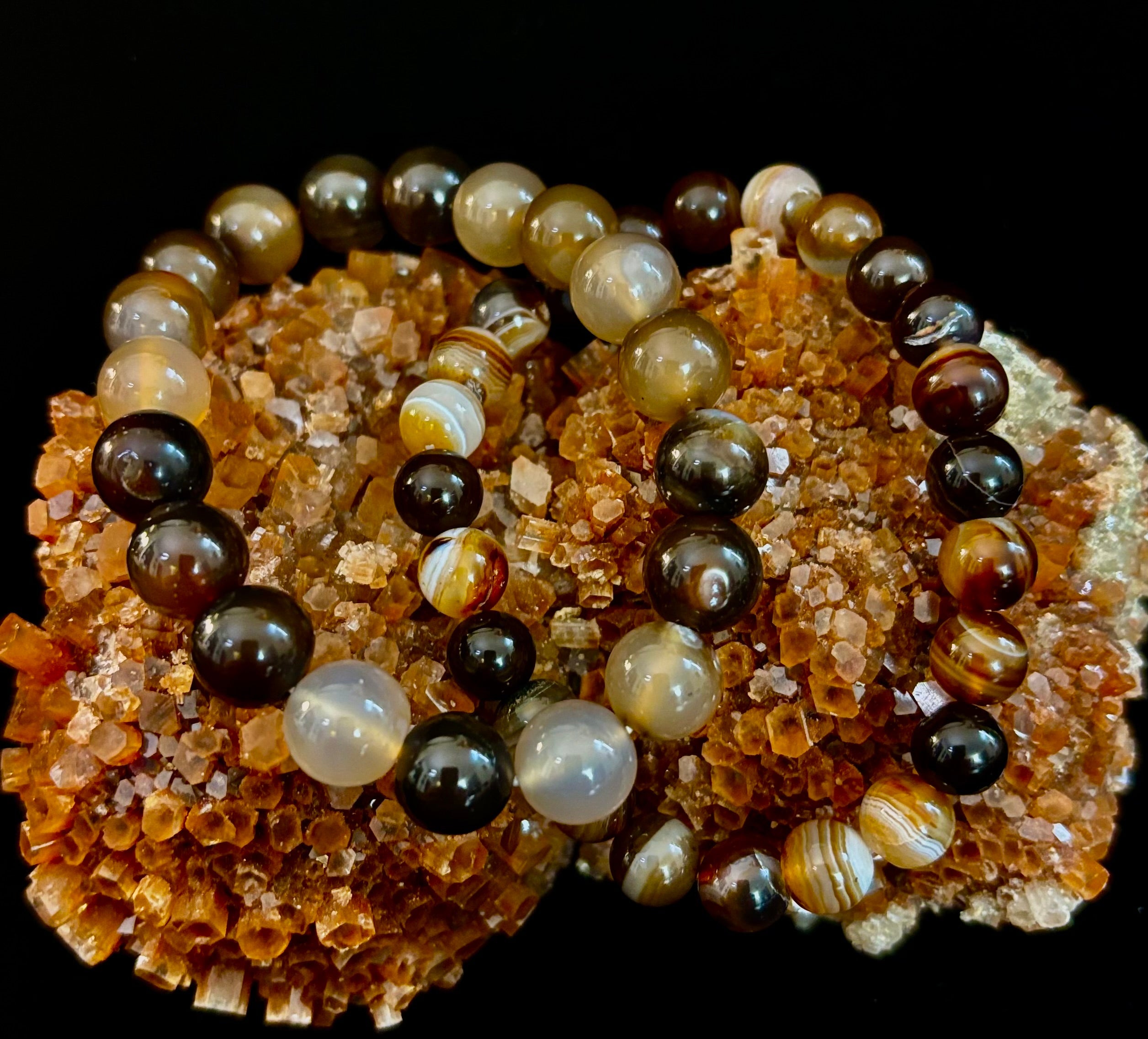 Coffee Striped Agate Energy Bracelet – Reiki Infused | 8mm or 10mm (Medium Wrists) | | Wiccan Center