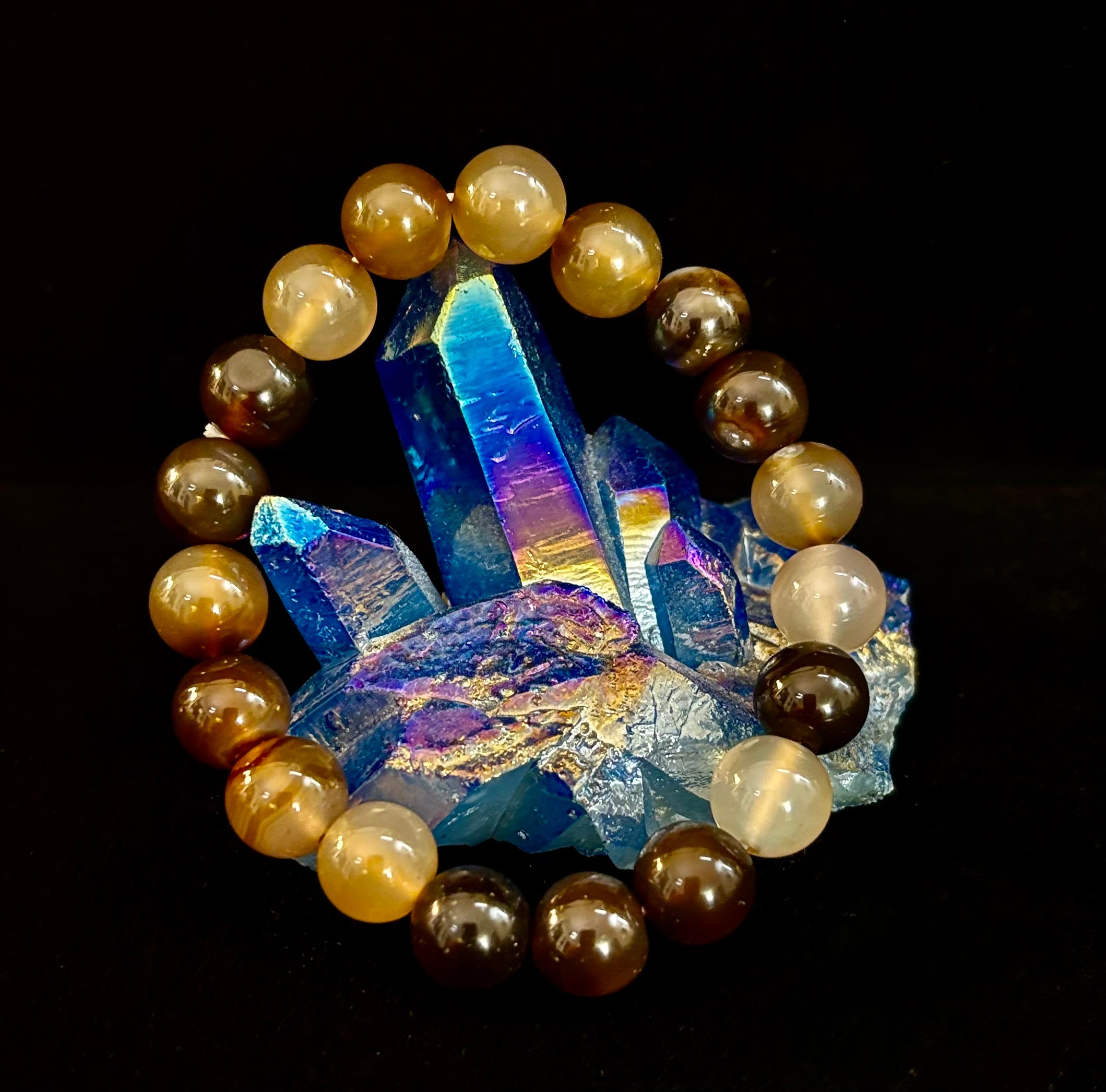 Coffee Striped Agate Energy Bracelet – Reiki Infused | 8mm or 10mm (Medium Wrists) | | Wiccan Center