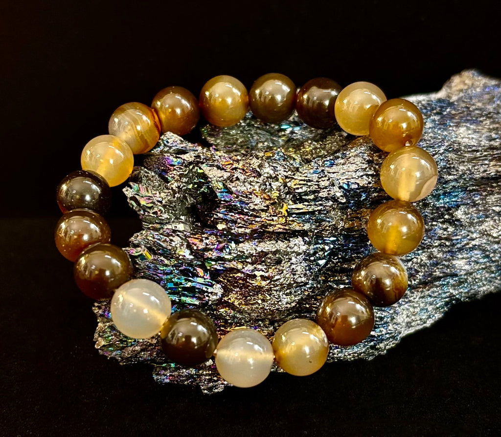 Coffee Striped Agate Energy Bracelet – Reiki Infused | 8mm or 10mm (Medium Wrists) | | Wiccan Center