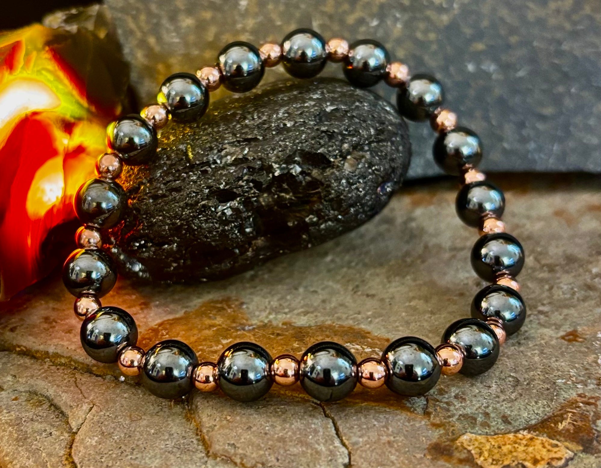 Copper & Hematite Bracelet – Grounding, Strength & Energy Balance (Large Wrists) | | Wiccan Center