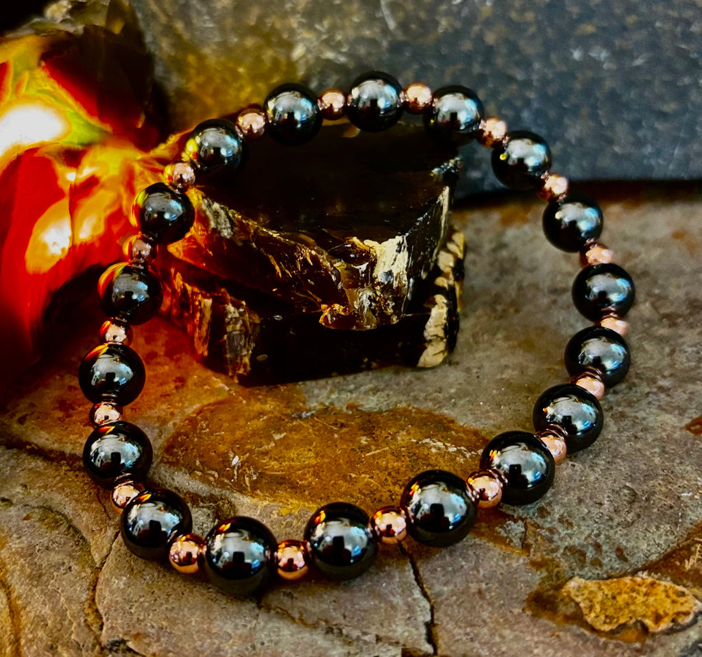 Copper & Hematite Bracelet – Grounding, Strength & Energy Balance (Large Wrists) | | Wiccan Center