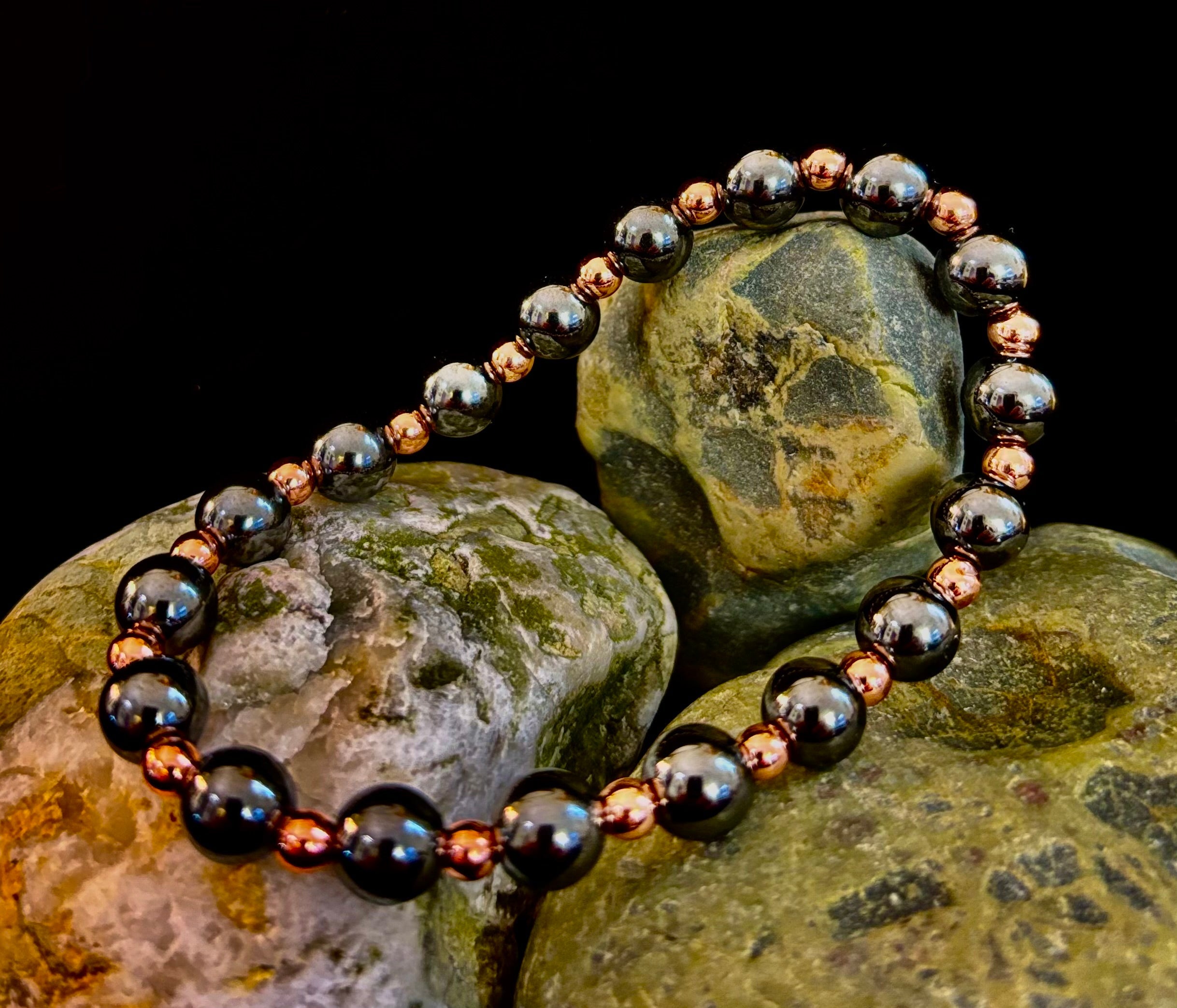 Copper & Hematite Bracelet – Grounding, Strength & Energy Balance (Large Wrists) | | Wiccan Center