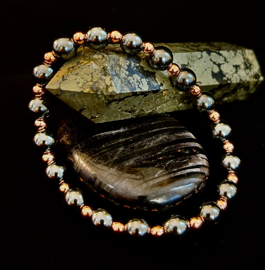 Copper & Hematite Bracelet – Grounding, Strength & Energy Balance (Large Wrists) | | Wiccan Center