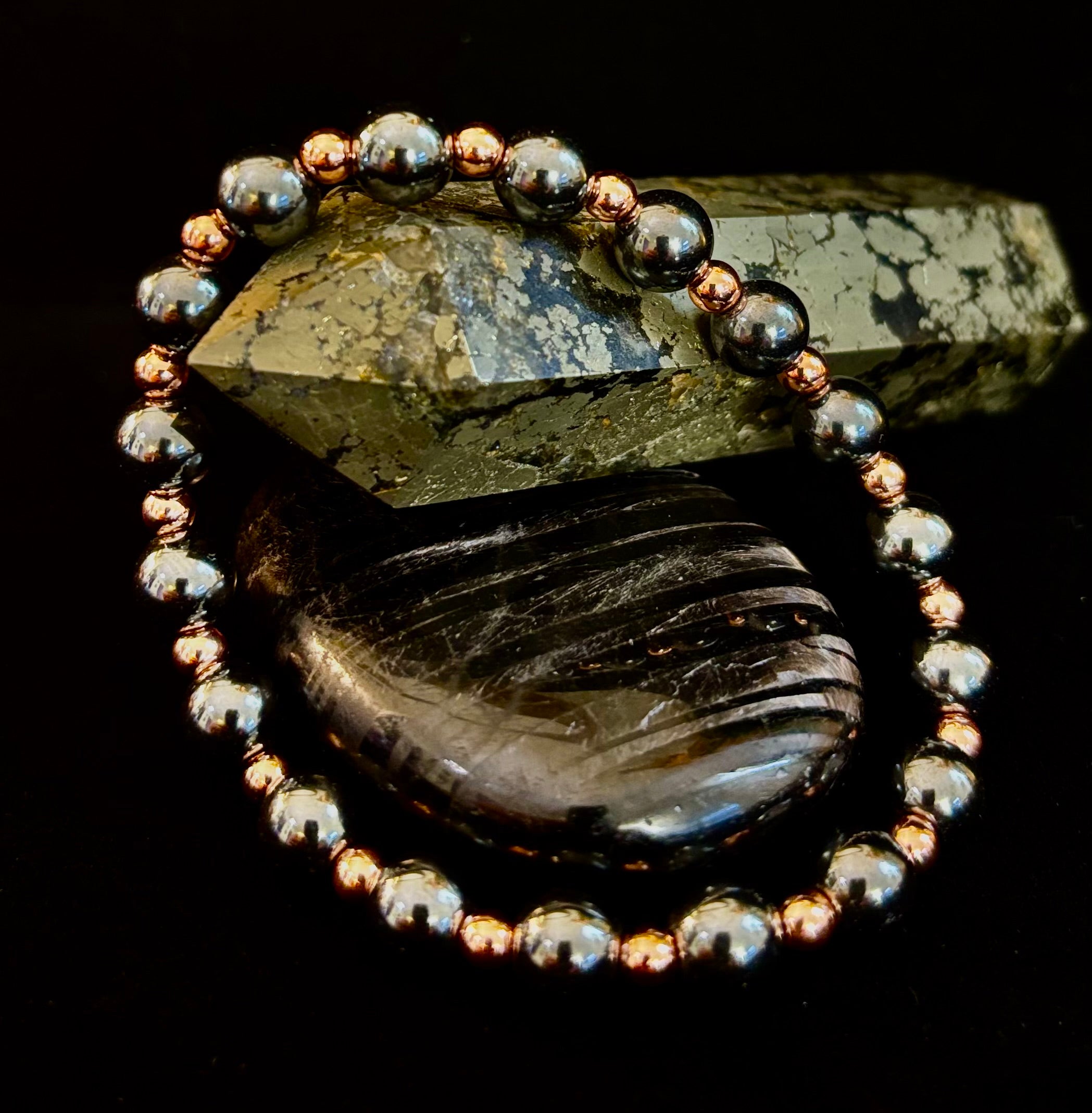 Copper & Hematite Bracelet – Grounding, Strength & Energy Balance (Large Wrists) | | Wiccan Center