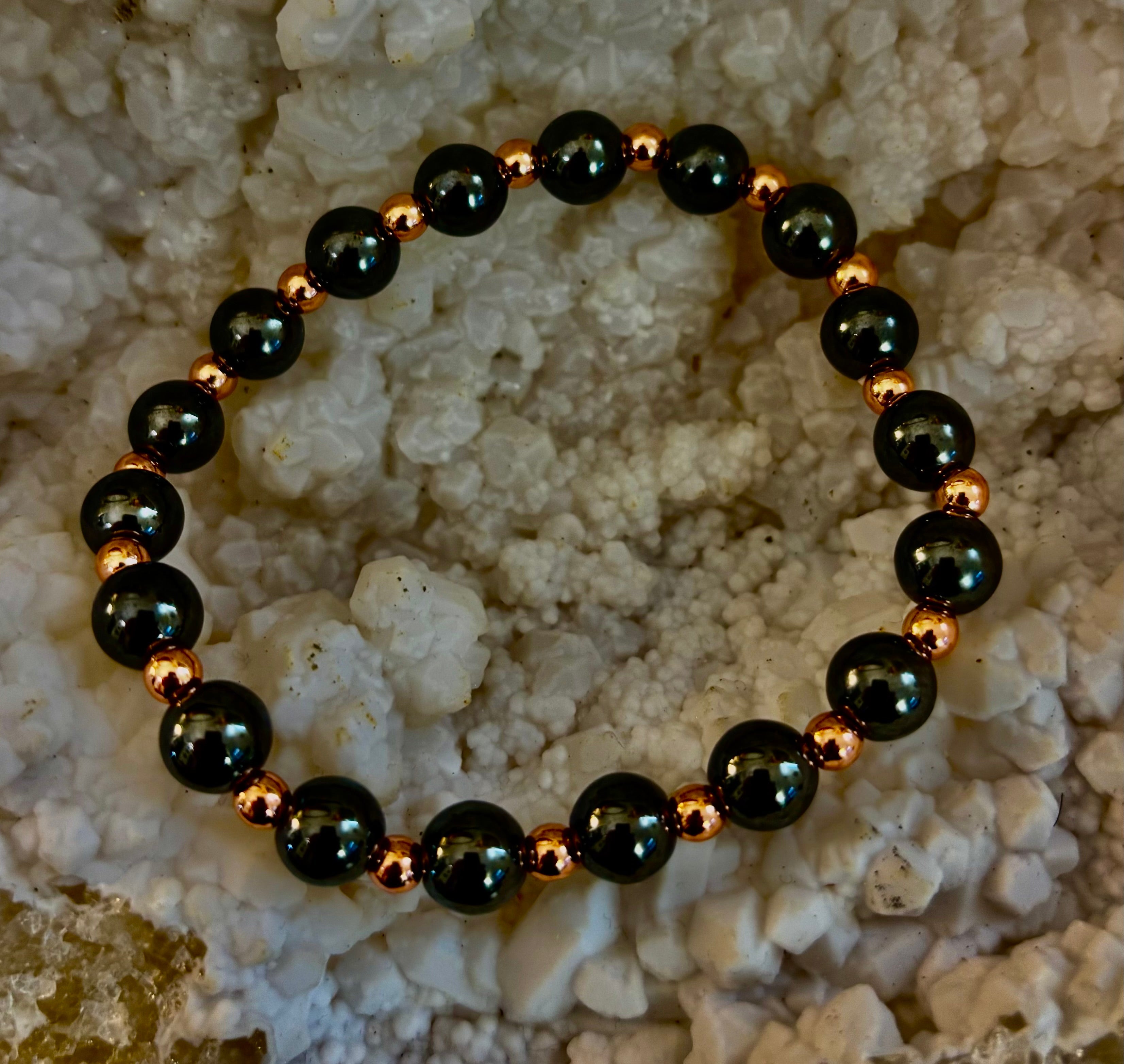 Copper & Hematite Bracelet – Grounding, Strength & Energy Balance (Large Wrists) | | Wiccan Center