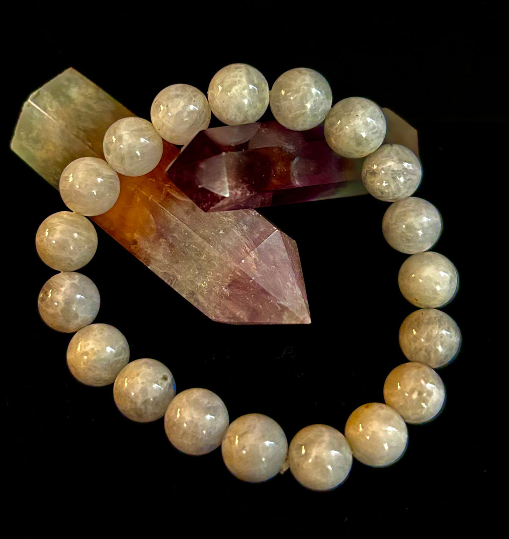 Reiki-Infused Rainbow Moonstone Power Bracelet – 10mm Beads (Medium Wrist) | | Wiccan Center