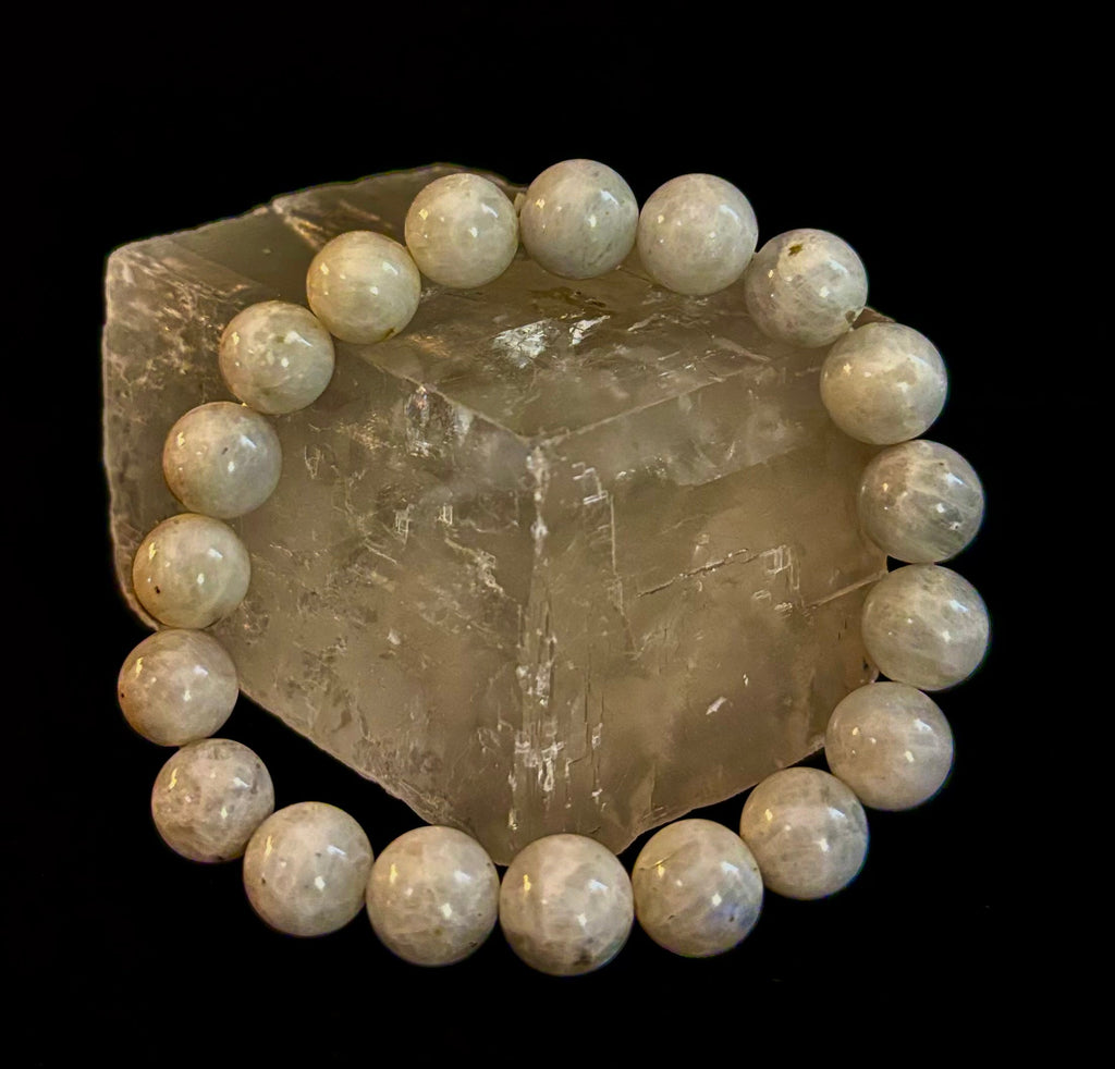 Reiki-Infused Rainbow Moonstone Power Bracelet – 10mm Beads (Medium Wrist) | | Wiccan Center