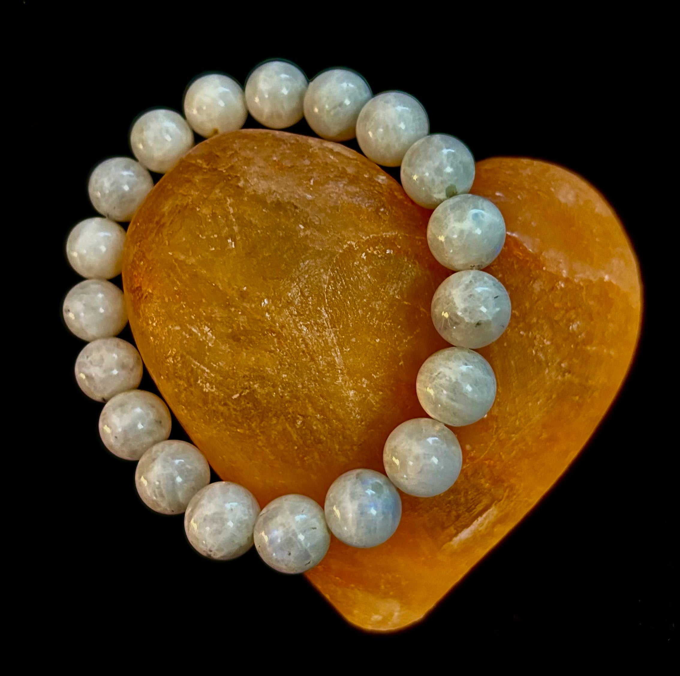Reiki-Infused Rainbow Moonstone Power Bracelet – 10mm Beads (Medium Wrist) | | Wiccan Center