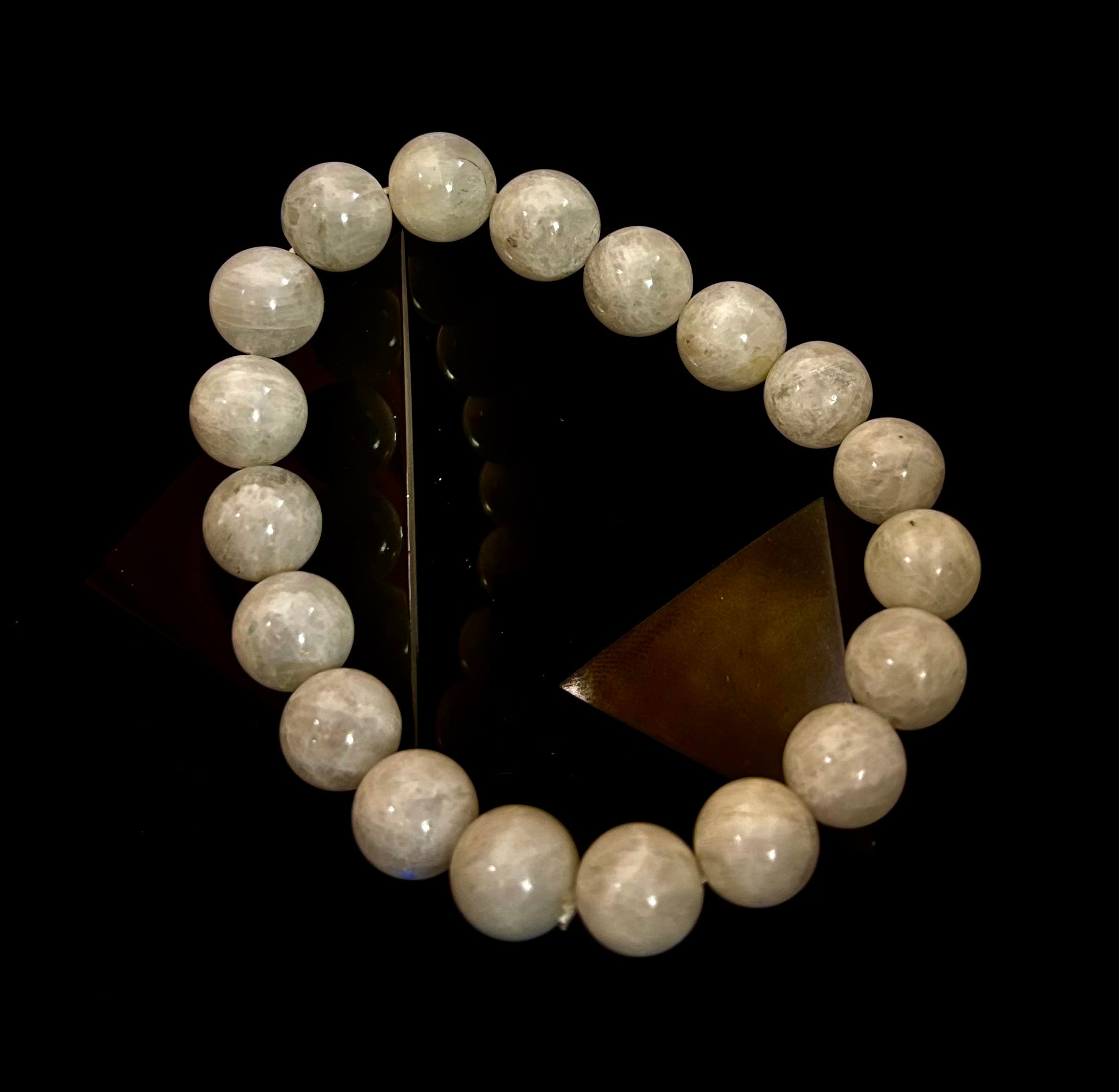Reiki-Infused Rainbow Moonstone Power Bracelet – 10mm Beads (Medium Wrist) | | Wiccan Center