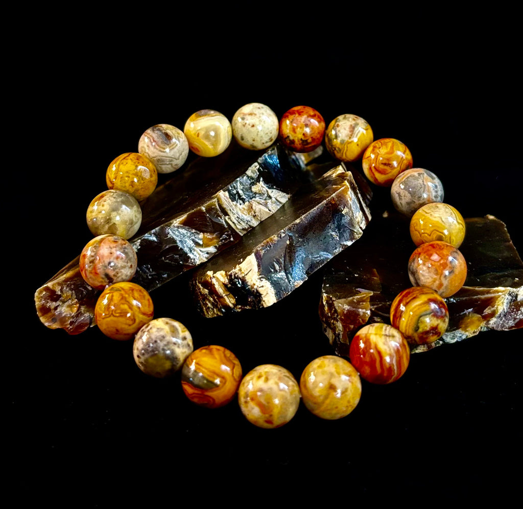 Reiki-Infused Crazy Lace Agate Strength & Stability Bracelet – 10mm Beads (Medium Wrist) | | Wiccan Center