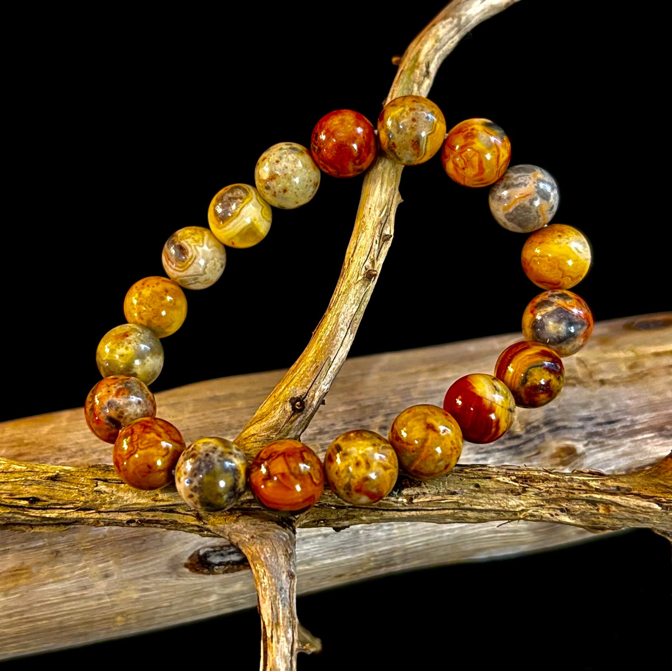Reiki-Infused Crazy Lace Agate Strength & Stability Bracelet – 10mm Beads (Medium Wrist) | | Wiccan Center