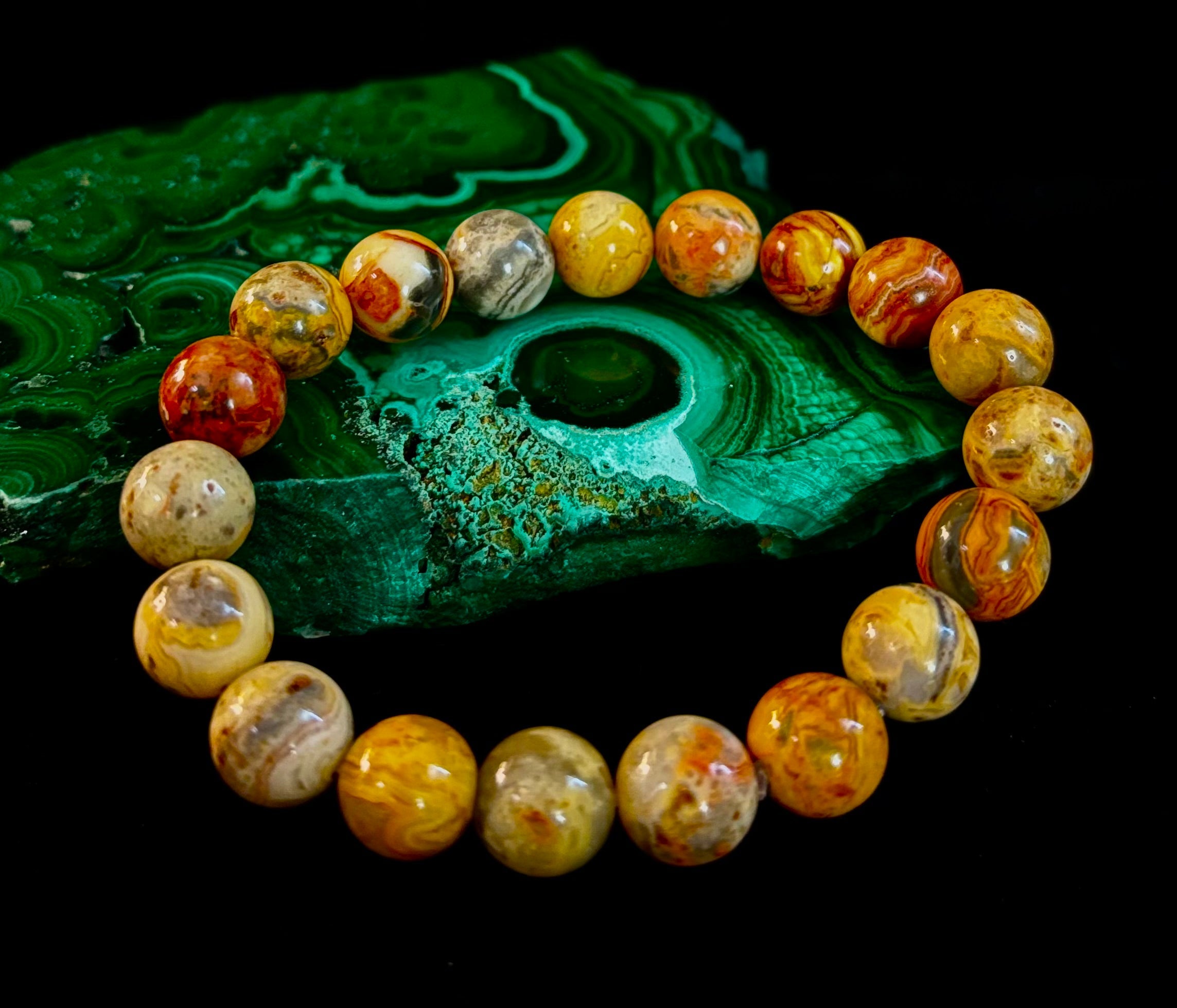 Reiki-Infused Crazy Lace Agate Strength & Stability Bracelet – 10mm Beads (Medium Wrist) | | Wiccan Center