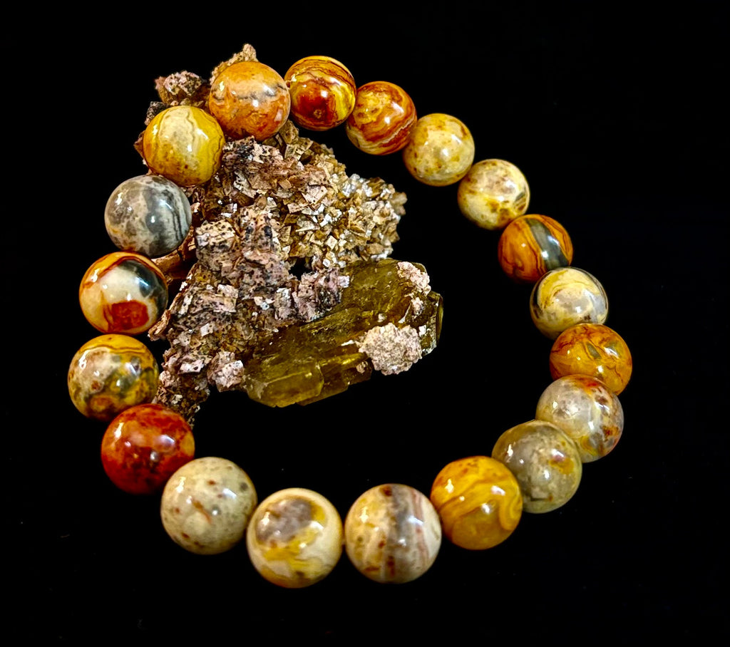 Reiki-Infused Crazy Lace Agate Strength & Stability Bracelet – 10mm Beads (Medium Wrist) | | Wiccan Center