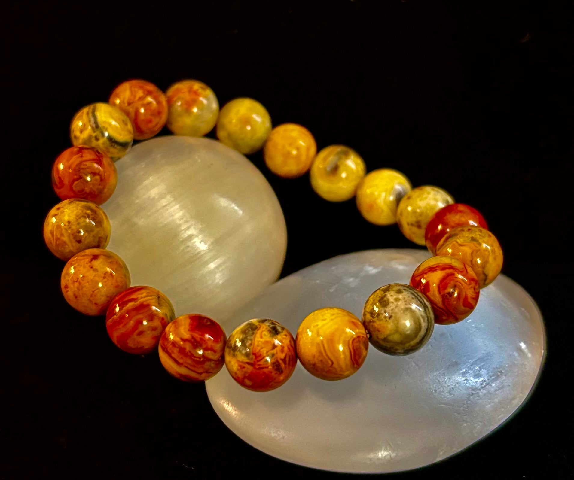 Reiki-Infused Crazy Lace Agate Strength & Stability Bracelet – 10mm Beads (Medium Wrist) | | Wiccan Center