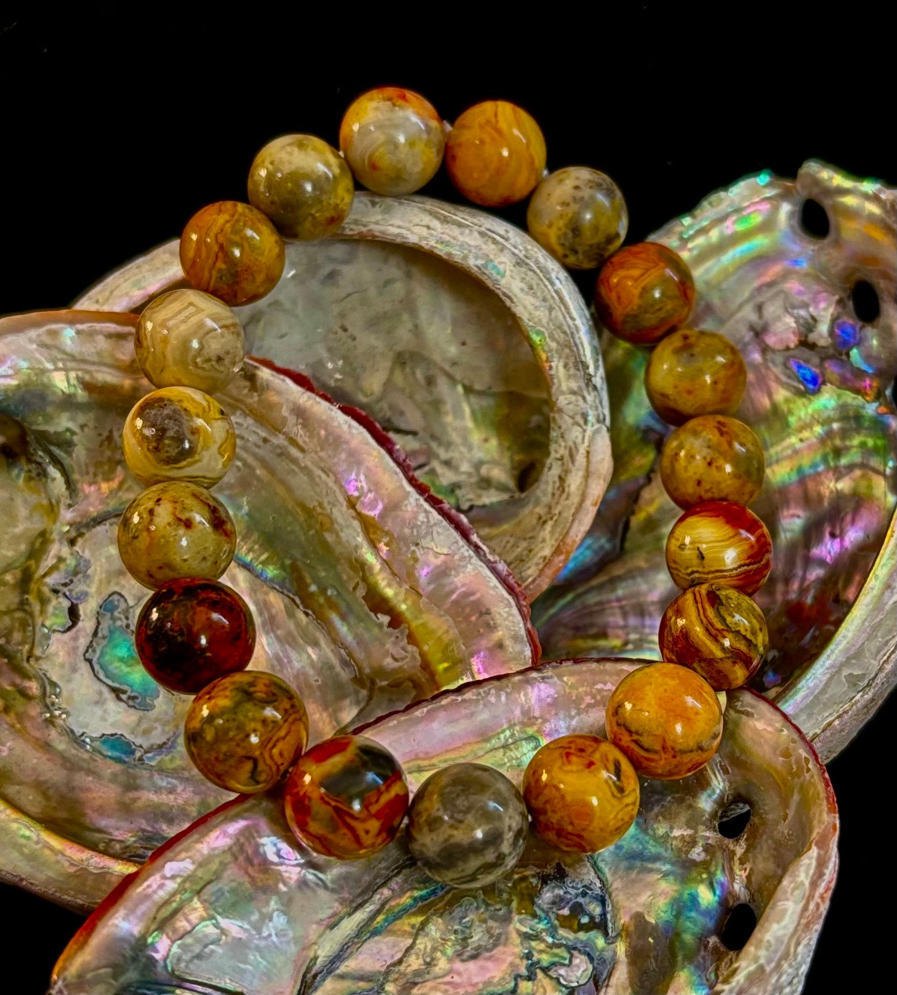 Reiki-Infused Crazy Lace Agate Strength & Stability Bracelet – 10mm Beads (Medium Wrist) | | Wiccan Center