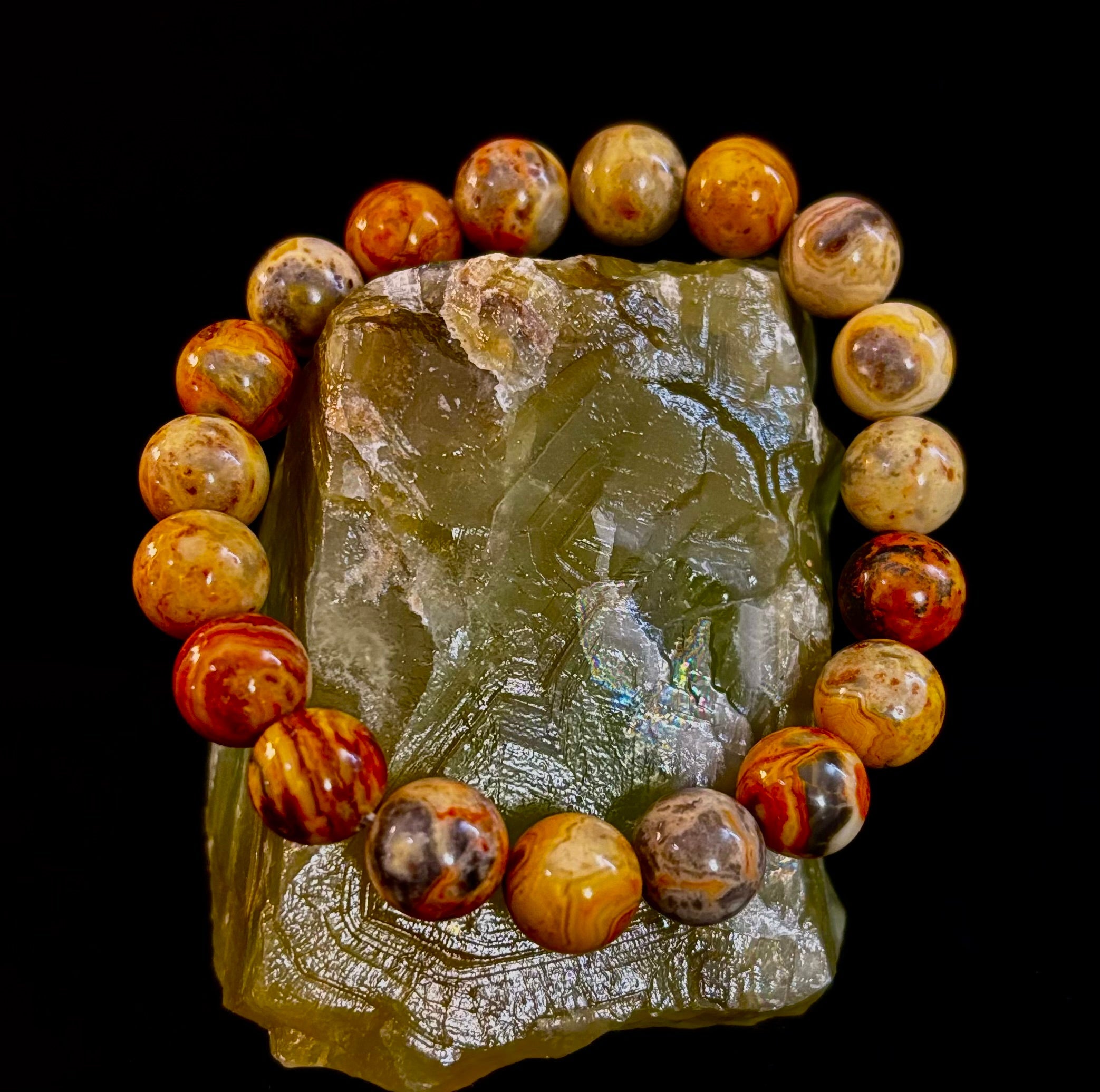 Reiki-Infused Crazy Lace Agate Strength & Stability Bracelet – 10mm Beads (Medium Wrist) | | Wiccan Center