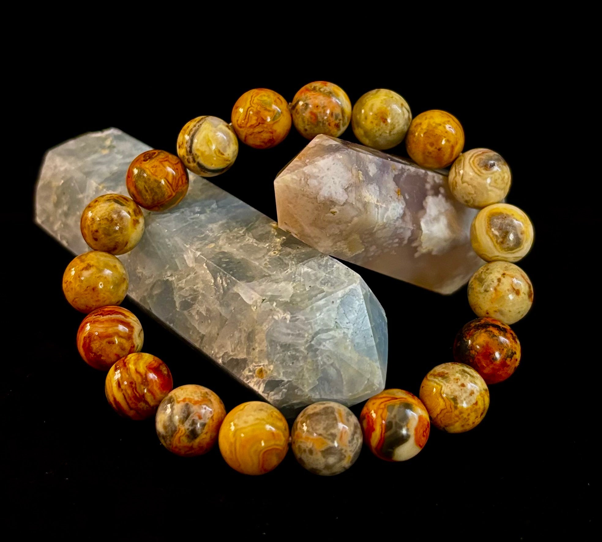 Reiki-Infused Crazy Lace Agate Strength & Stability Bracelet – 10mm Beads (Medium Wrist) | | Wiccan Center