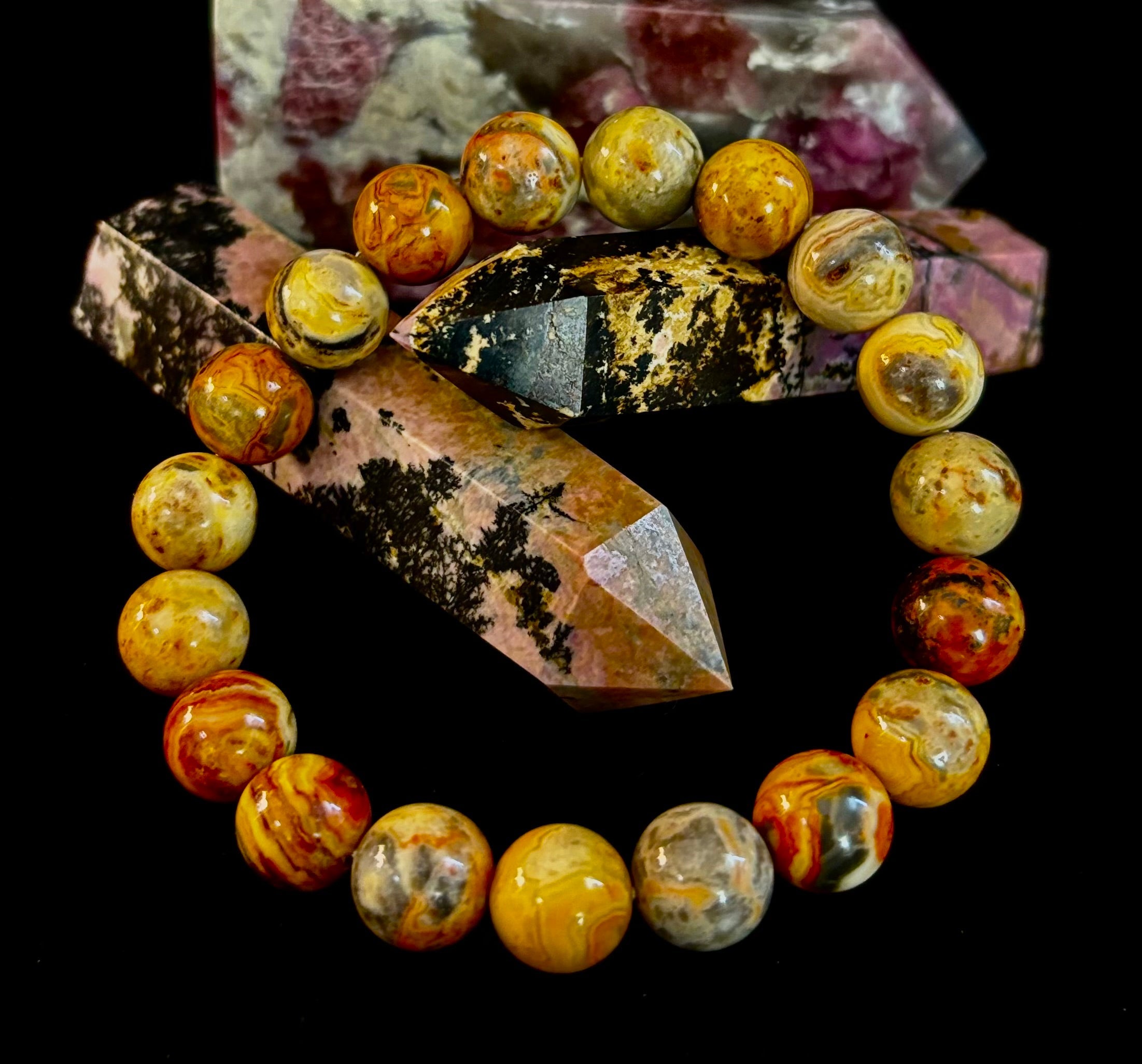 Reiki-Infused Crazy Lace Agate Strength & Stability Bracelet – 10mm Beads (Medium Wrist) | | Wiccan Center
