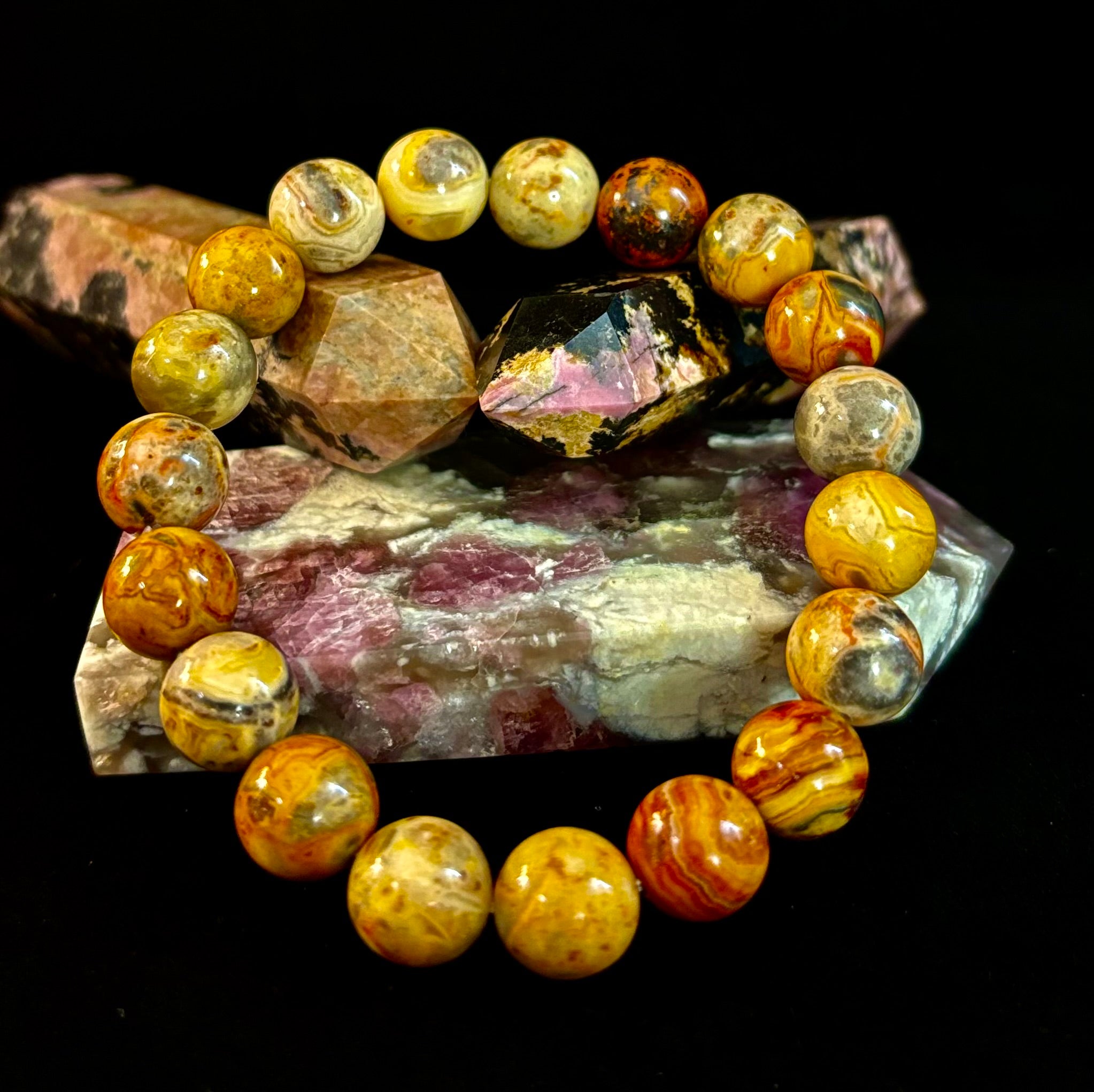 Reiki-Infused Crazy Lace Agate Strength & Stability Bracelet – 10mm Beads (Medium Wrist) | | Wiccan Center