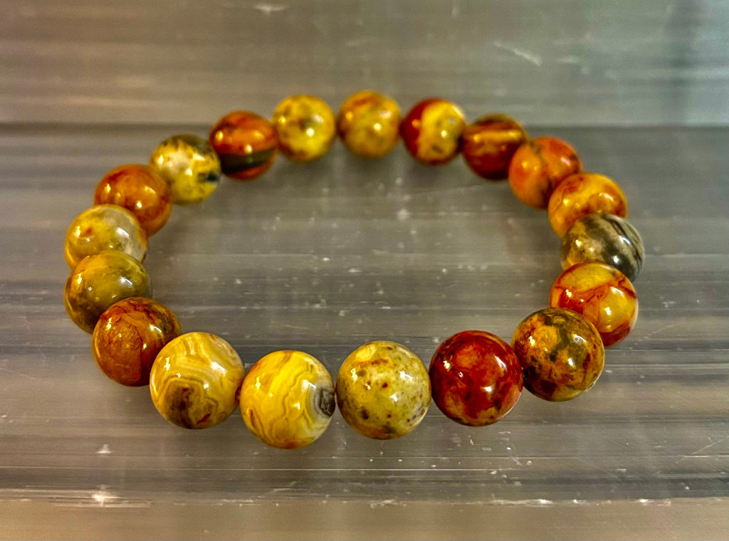 Reiki-Infused Crazy Lace Agate Strength & Stability Bracelet – 10mm Beads (Medium Wrist) | | Wiccan Center