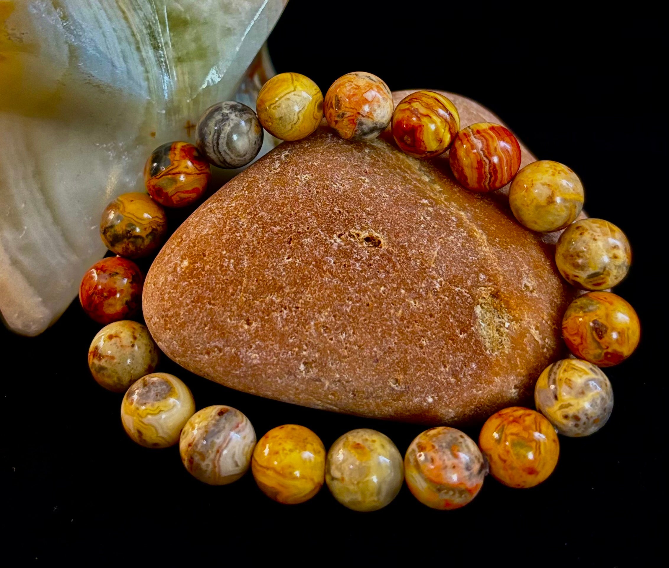 Reiki-Infused Crazy Lace Agate Strength & Stability Bracelet – 10mm Beads (Medium Wrist) | | Wiccan Center