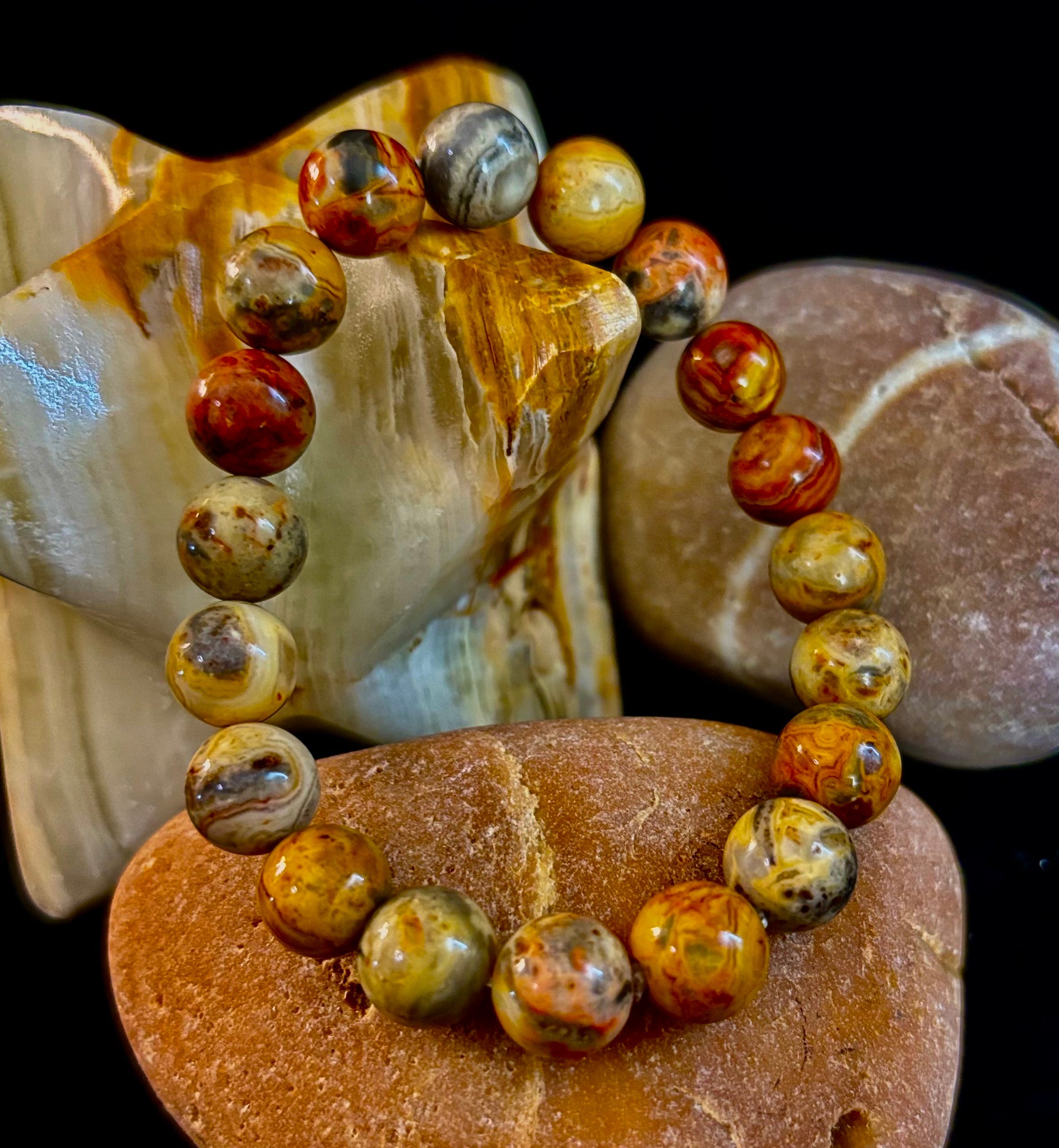 Reiki-Infused Crazy Lace Agate Strength & Stability Bracelet – 10mm Beads (Medium Wrist) | | Wiccan Center